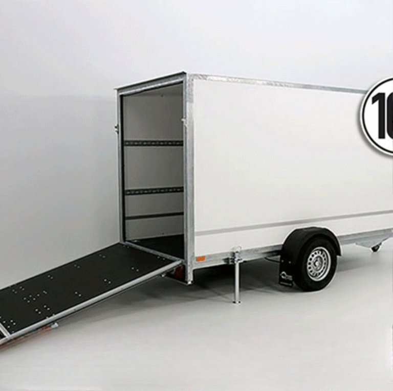 Remorque fourgon BK 146x357cm hauteur : 180cm 1,3t|Rampe