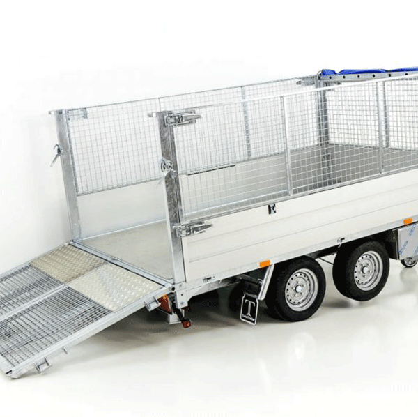 Twintrailer Benne basculante arrière multiple TT30-30 – 3,0 t | Ridelles 120 cm | Tandem | Filet