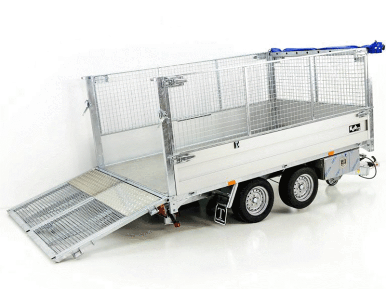 Twintrailer Benne basculante arrière multiple TT30-30 – 3,0 t | Ridelles 120 cm | Tandem | Filet