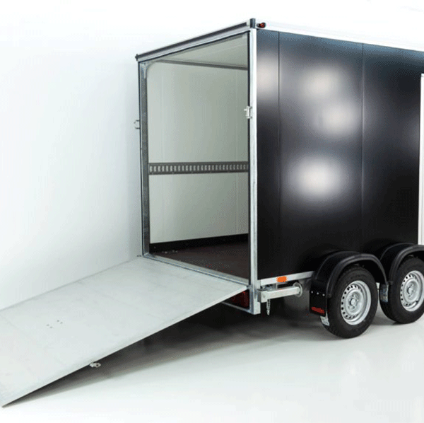 Remorque fourgonne Vezeko VK Sandwich noir 2,7 t | Rampe | Porte | Pente