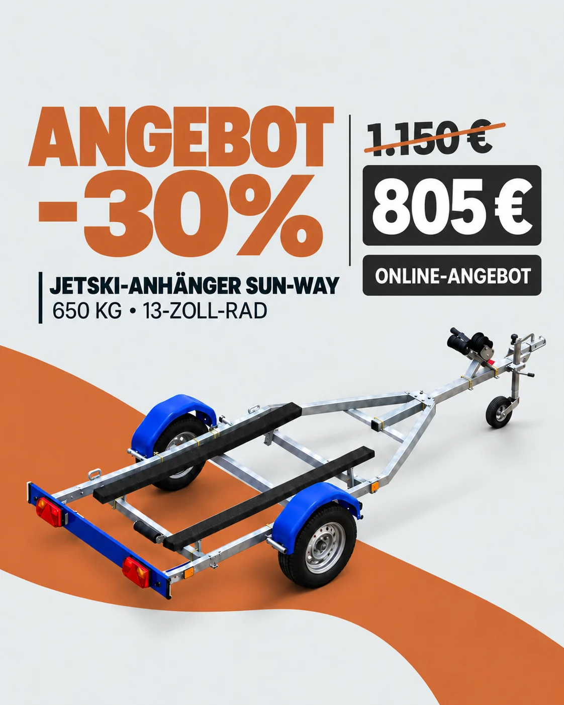 Promo -30% Jetski-Anhänger ski Sun-Way 650 kg, 805 € en ligne