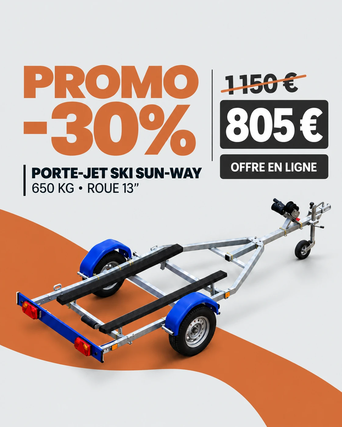 Promo -30% porte-jet ski Sun-Way 650 kg, 805 € en ligne